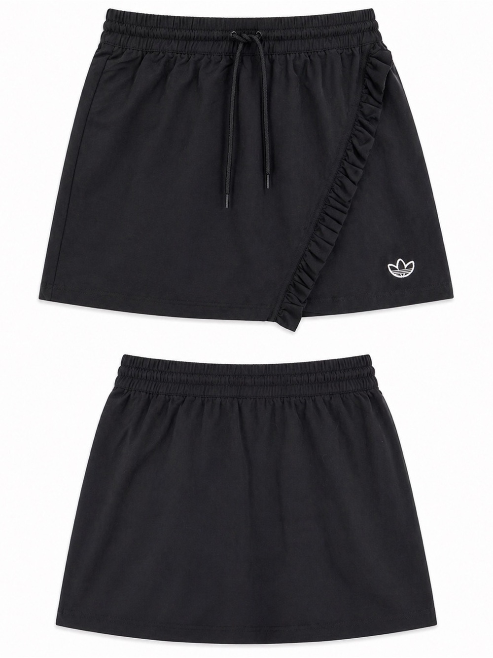 adidas Originals Black Mini Skirt with Ruffle Trim
